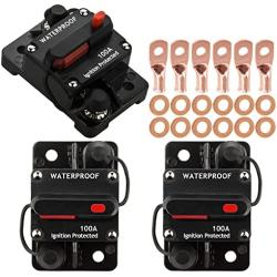 Hamolar 3 Pack 100 Amp Circuit Breaker Manual Reset Car Marine Trolling Motors Boat ATV Manual Power Protect for Audio System Fuse 12V-48VDC