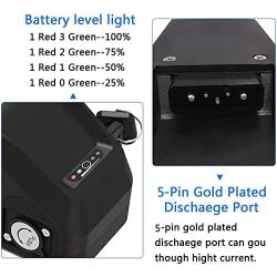 36V 18Ah E-Bike Waterproof Lithium Ion Battery Pack, Built-in BMS, with 42V 2A Charger, Suitable for 200W/250W/400W/500W/700W Motors