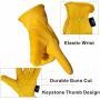 KIM YUAN Leather Work Gloves Perfect for Gardening/Cutting/Construction/Motorcycle, Men & Women 1 Pair