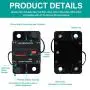 50 Amp Waterproof Circuit Breaker,with Manual Reset,12V-48V DC, for Car Marine Trolling Motors Boat ATV Manual Power Protect for Audio System Fuse