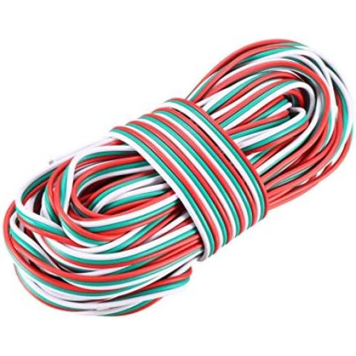 uxcell RGB Wire 22AWG 3 Pin 3 Color Extension Cable Line for LED Strip 5050 3528 Cord 33ft / 10m