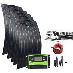 AUECOOR Flexible Solar Panel Kit: 5X 100W Solar Panel High Efficiency Waterproof Solar Module+ 50A Solar Controller for RV Boat Cabin Trailer Motorhome
