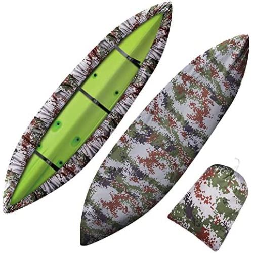 Dulcii Universal Camouflage Kayak Canoe Boat Waterproof UV Resistant Dust Storage Cover Shield, 6 Size to Choose (4.5-5.0m/14.7-16.4ft)
