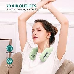 MILPROX F4 Portable Neck Fan,Rechargeable Hands Free Bladeless Personal Mini Fans,3 Speeds 70 Air Outlet, Adjustment Wearable Personal Cooling Fan for Traveling,Sports, Office - Green Mint
