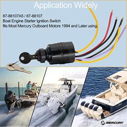 87-88107A5 Boat Ignition Switch with 2 Keys 6 Wire Connectors Replacement for Mercury Outboard Boat Motor Ignition Key Switch, Replace #87-88107, 87-88107A5, 7-1155