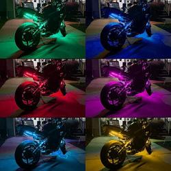 liteball 12 PCS LED Motorcycle Neon Strip Light Kits , RGB Waterproof Multi-Color Ground Effect Accent Atmosphere Light with Button Remote Control
