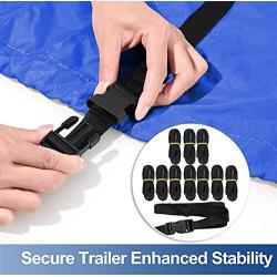 RVMasking Waterproof 800D Polyester Trailerable Full Size Boat Cover for V-Hull Runabouts Outboards and I/O Bass Boats, Motor Cover Include (Blue, Length:20-22 Beam Width: up to 100
