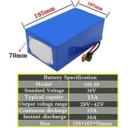 Jieoto 36V Electric Bike Battery 10S 5P 15Ah Lithium Battery Pack w/BMS + Charger for Electric Bike Tricycles Scooter Adapted 200W 250W 350W 500W 750W 1000W Motor