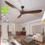 Goozegg 60-Inch Outdoor Ceiling Fan with Remote Control, 3 Solid Wood Blades, Energy DC Motor, Dark Walnut Black