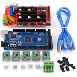 RAMPS 1.4 Controller + MEGA2560 R3 Board + 5pcs Soldered A4988 Stepper Motor Drivers + 5pcs Heat Sinks + 19pcs Jumpers with USB Cable for RepRap 3D Printer Kit