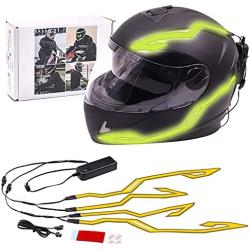 Motorcycle Helmet Light, Night Riding Signal Helmet EL Light, 3 Mode Led Helmet Accessories Light Strip (Light Yellow)