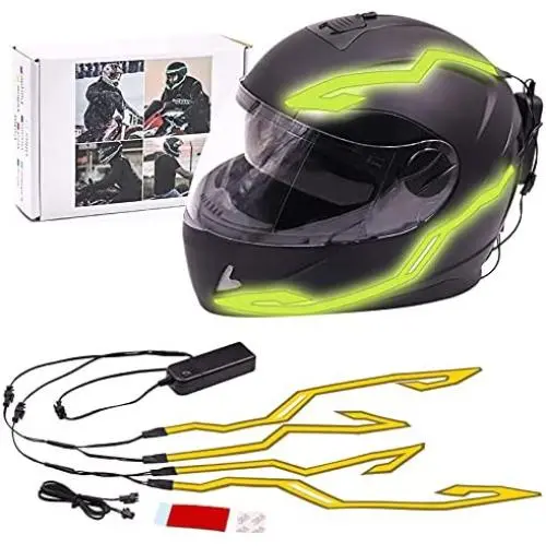 Motorcycle Helmet Light, Night Riding Signal Helmet EL Light, 3 Mode Led Helmet Accessories Light Strip (Light Yellow)
