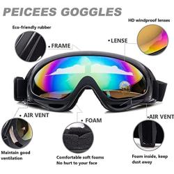 Peicees Pack of 2 Ski Goggles for Women Men Kids Snow Sports Motorcycle Snowboard Goggles