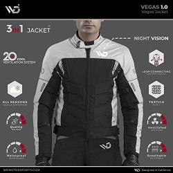 WD Motorsports Vegas 1.0 Textile Motorcycle Jacket – All-Season Men’s Biker Jacket with CE Approved Armors – Soft and Comfortable Motorcycle Protective Jacket with Width Adjustment and Air Vent Zipper