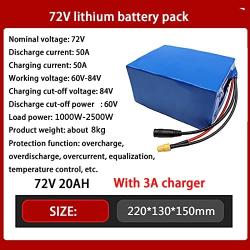 Jieoto 72V 20Ah 30AH 40AH E-Bike Battery Pack with Charger and BMS Electric Motorcycles/Electric Scooter/Mopeds/Electric Tricycles Lithium-ion Battery Fit for 2800W-1000W Motor