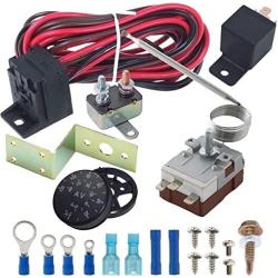 American Volt Adjustable Temperature Electric Radiator Fan Thermostat Sensor Switch Probe Controller Relay Wiring Kit