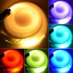 LED Fiber Optic Star Ceiling Light Kit for Car or Room 6W RGB with Music Mode Remote Controller 300 Strands 0.75mm/0.03in 2m/6.5ft Star Headliner Kits