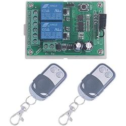 433Mhz Wireless Switch DC 12V 2CH Wireless Remote Control Switch, DC12V Relay Receiver Module, Transmitter Toggle ON Off Relay 433MHz (2X Remote Control 433MHz)