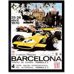 Sport Advert Motor Race Barcelona Spain Formula Gran Premio Art Print Framed Poster Wall Decor 12x16 inch