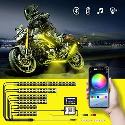 ZvtoKanp 12Pcs Motorcycle RGB LED Light Kits, RGB Multi-Color Underglow Lights Kit with APP IR Wireless Control，Waterproof Atmosphere Lights Lamp DC 12V, 2 Years Warranty