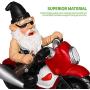 Funny Garden Gnome Decoration Riding Motorcycle Statues Naughty Figurines Outdoor Indoor Lawn Yard Patio Sculptures Resin