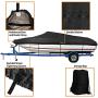 iCOVER Trailerable Boat Cover- 14-16 Waterproof Heavy Duty Marine Grade Canvas Fits V-Hull-Fish&Ski-Pro-Style-Fishing Boat-Runabout-Bass Boat- up to 14ft-16ft Long and 68