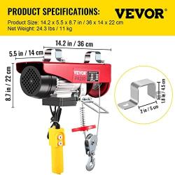 Happybuy 440 LBS Lift Electric Hoist, 110V Electric Hoist, Remote Control Electric Winch Overhead Crane Lift Electric Wire Hoist for Factories, Warehouses, Construction, Building, Goods Lifting