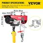 Happybuy 440 LBS Lift Electric Hoist, 110V Electric Hoist, Remote Control Electric Winch Overhead Crane Lift Electric Wire Hoist for Factories, Warehouses, Construction, Building, Goods Lifting