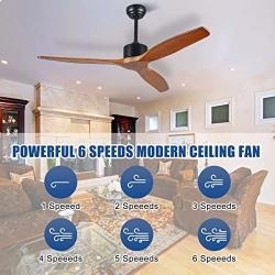 Remote Control 52” Wood Ceiling Fan Outdoor Ceiling Fan Without Light for Patio Moisture-proof Farmhouse Ceiling fan for Living Room Bedroom Kitchen Reversible DC Motor