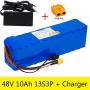 Jieoto 48V 10Ah 13S 3P E-Bike Battery Pack Customizable Lithium-ion Battery for 1000W 750W 500W 350W 250W Motor for Electric Tricycles Electric Scooters MTB with 2A Charger