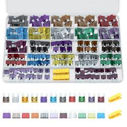 Fuses Assortment Kit - 330 PCS Car Blade Fuses - Mini & Standard Size(2A 3A 5A 7.5A 10A 15A 20A 25A 30A 35A 40AMP),Replacement Fuses for Automotive/RV/Truck/Motorcycle/Boat