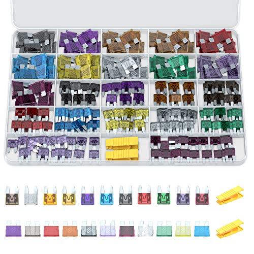 Fuses Assortment Kit - 330 PCS Car Blade Fuses - Mini & Standard Size(2A 3A 5A 7.5A 10A 15A 20A 25A 30A 35A 40AMP),Replacement Fuses for Automotive/RV/Truck/Motorcycle/Boat