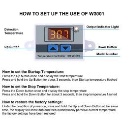 XH-W3001 Digital LED Temperature Controller Module Digital Thermostat Switch with Waterproof Probe Programmable Heating Cooling Electronic Thermostat Range from -50℃ to 110℃ (12V 10A 120W) (2 Pieces)