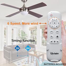Ovlaim 48 Inch DC Motor Celing Fan Indoor with LED Light and Remote, 4 Wood Blades Ceiling Fan for Bedroom, Brown