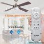 Ovlaim 48 Inch DC Motor Celing Fan Indoor with LED Light and Remote, 4 Wood Blades Ceiling Fan for Bedroom, Brown