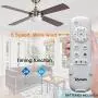 Ovlaim 48 Inch DC Motor Celing Fan Indoor with LED Light and Remote, 4 Wood Blades Ceiling Fan for Bedroom, Brown