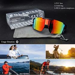 JHUA Polarized Cycling Glasses for Men Women, UV400 Protection Sports Sunglasses Baseball Bicycle Driving Motorcycle MTB