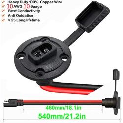 YETOR 10AWG SAE Connector, Weatherproof Socket Sidewall Port,Quick Disconnect Wire Automotive Panel Extension Cable for Solar Generator Battery Charger.(50CM)