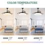 42 Inch Retractable Ceiling Fan,Ceiling Fan Retractable Blades,Reversible DC Motor 6 Speed,3 Light Color,Timing Option,3 Hidden Blades,Natural Wind Mode,Retractable Fan Ceiling Light Black