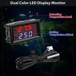 DC 12V Electronic Temperature Controller Programmable -50 to 110 Degree Celsius Heating/ Cooling Thermostat Control Switch Module NTC Waterproof Sensor Probe Dual Color LED Display Monitor (2 Pieces)