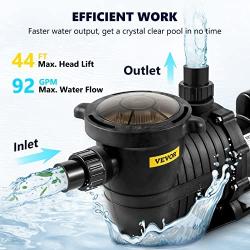 VEVOR 2.0HP Inground /Above Ground Pool Pump, 5520 GPH Max Flow, 230 V, 1500 W Dual Speed Energy Saving Swimming Pool Motor for in/above Ground Pool w/ Strainer Basket, Certificate of ETL for Security
