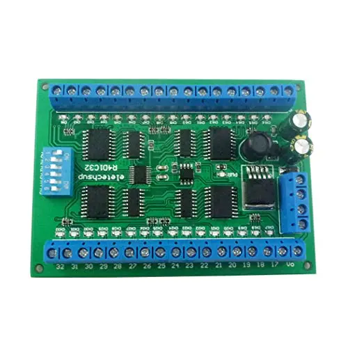 Eletechsup DC 6.5-30V 32ch DIN35 C45 Rail Box RS485 Modbus RTU Controller 300MA Driver Module for PLC Relay Switch LED Motor (Only Board)