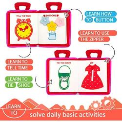 marsebia Quiet Book with 9 Educational Toddlers Activities - Learning Cloth Book with Preschool Activities for Early Learning, My Quiet Book - Montessori Toy for Travel