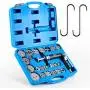 Brake Caliper Compression Tool, Pneumatic Brake Caliper Tool with 2 Caliper Hangers, 25pc Brake Caliper Wind Back Tool Professional Brake Tool Set Fits American, European, Japanese Autos