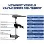 Moteur électrique de remorquage monté à la barre avec poussée de 36lb/55lb, pour kayaks Newport Série 36lb/55lb Thrust, 24 pouces de longueur de tige. Moteur électrique de remorquage monté à la barre avec poussée de 36lb/55lb, pour kayaks Newport Série 36lb/55lb Thrust, 24 pouces de longueur de tige.