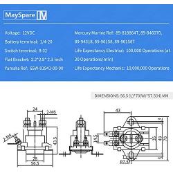MaySpare 12V Power Trim Solenoid Switch For Mercury Mariner Outboard Motors 35-275 HP 89-846070 89-94318 MerCruiser 89-96158T