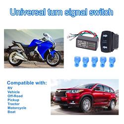 Universal ATV UTV Turn Signal Rocker Switch Kit,with Flasher Green LED On/Off/On Kit for RV Off-Road Pickup Tractor Boat Motorcycle 4Pin IP67 Motor Internal Switch