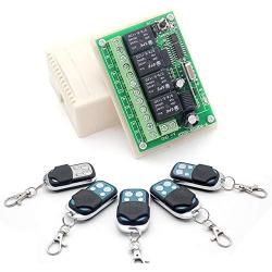 Calvas DC 12V 4CH Relay Module 433MHz Receiver Wireless Remote Control Switch Motor Controller for Anti-theft alarm with Jumper Cap - (Color: Switch w 5RF)