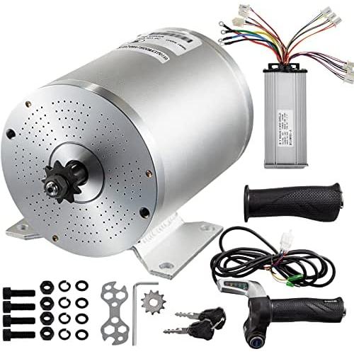 BestEquip Electric DC Motor, 2KW 48V Brushless Motor Kit 4300rpm High Speed Electric Scooter Motor for Bicycle Motorcycle with Mounting Bracket, Speed Controller, Throttle, Keylock…