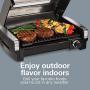 Hamilton Beach Electric Indoor Searing Grill, 6-Serving, Extra-Large Drip Tray, Stainless Steel & 12-Cup Stack & Snap Food Processor & Vegetable Chopper, Black (70725A)